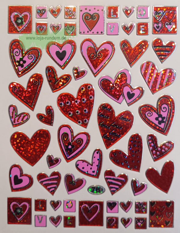 Hearts - Glitter Stickers