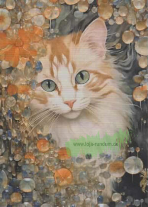 ch0166 Katze Mit Orangen Kristalle